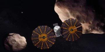 Зонд Lucy сфотографировал Землю и Луну с расстояния 1.4 млн км