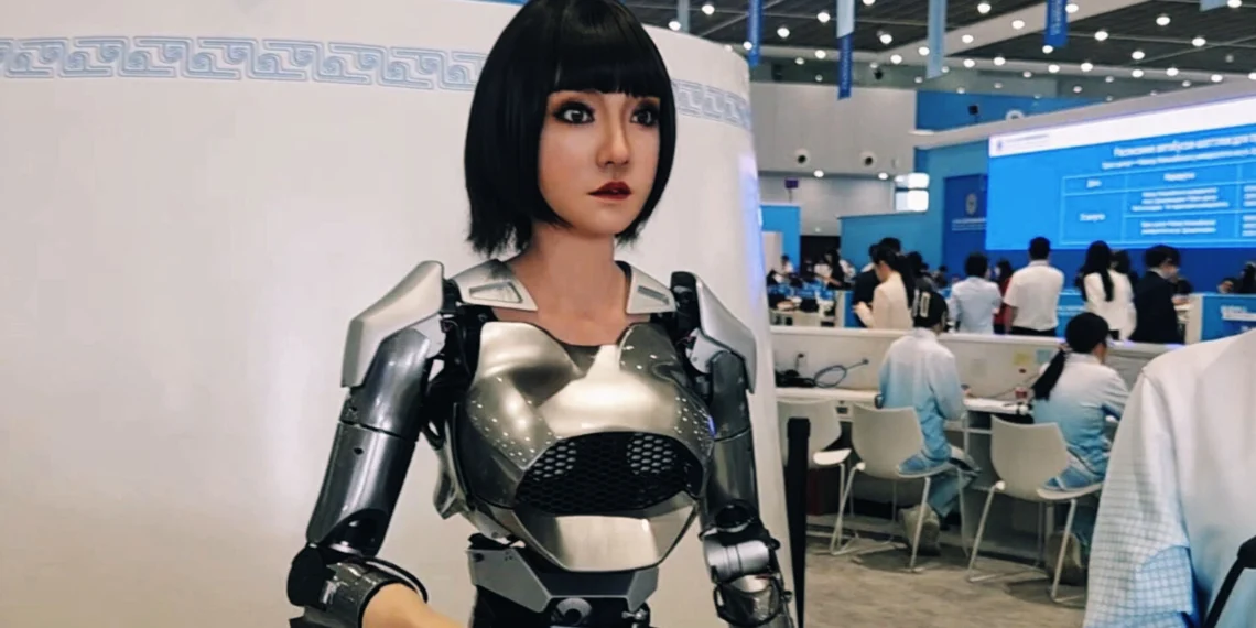 Китайские роботы-гуманоиды помогали посетителям саммита ШОС