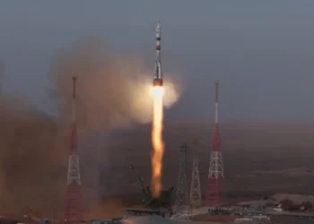 Стартовый стол поврежден после запуска космического корабля «Союз МС-28»